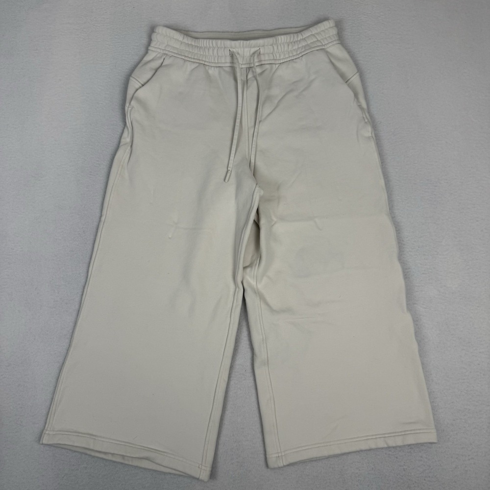 Lululemon‎ Loungeful High Rise Wide Leg Crop Sweatpants Womens 8 Cream White